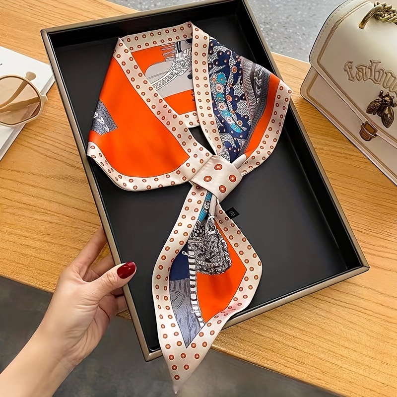 Ethnic Fashion Collection - Boho Chic Orange Floral Print Skinny