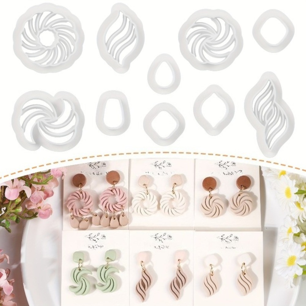Ethnic Fashion Jewellery - 10Pcs Boho Swirl Polymer Clay Earring
