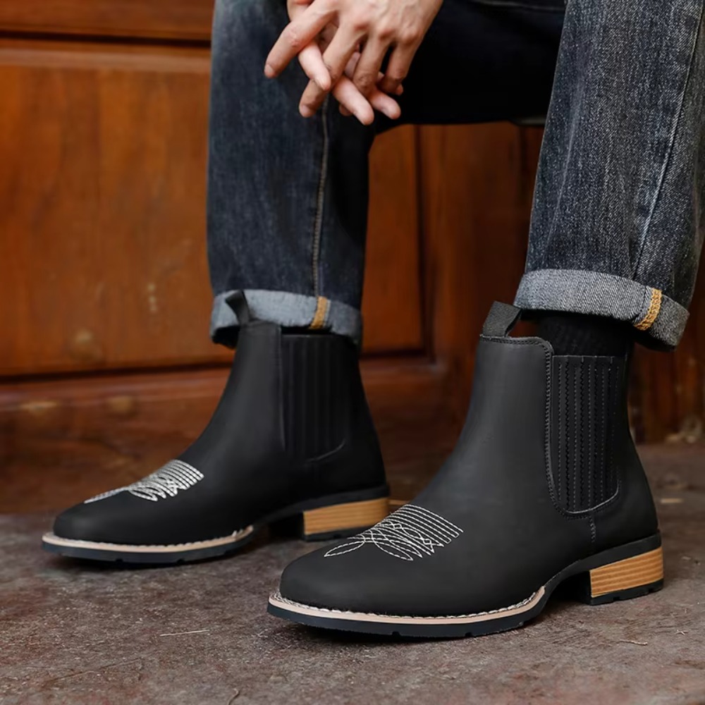 Men's Wide Toe Cowboy Boots Sl - Ethnic Fashion review and price