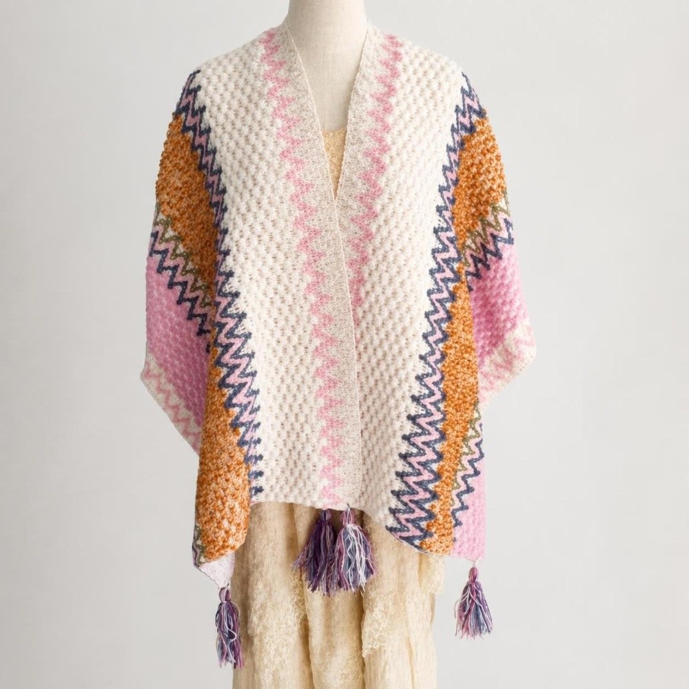 Retro Striped Pattern Knit Pon - Ethnic Fashion Wear review and price