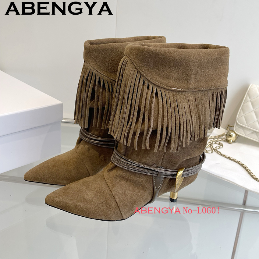 Suede Leather Edge Tassel Desi - Winter Ethnic Fashion For Women review and price