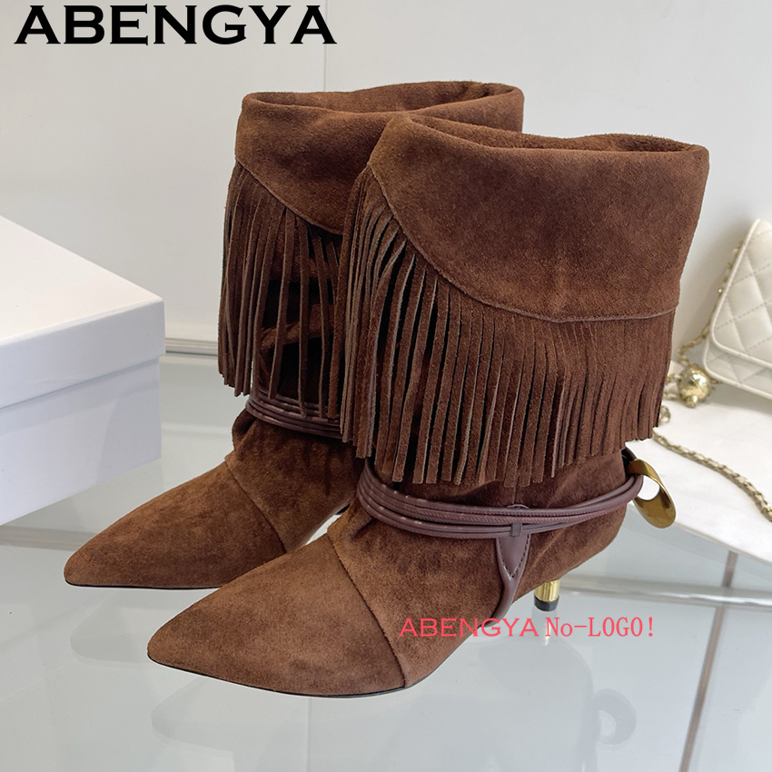Suede Leather Edge Tassel Desi - Winter Ethnic Fashion For Women review and price