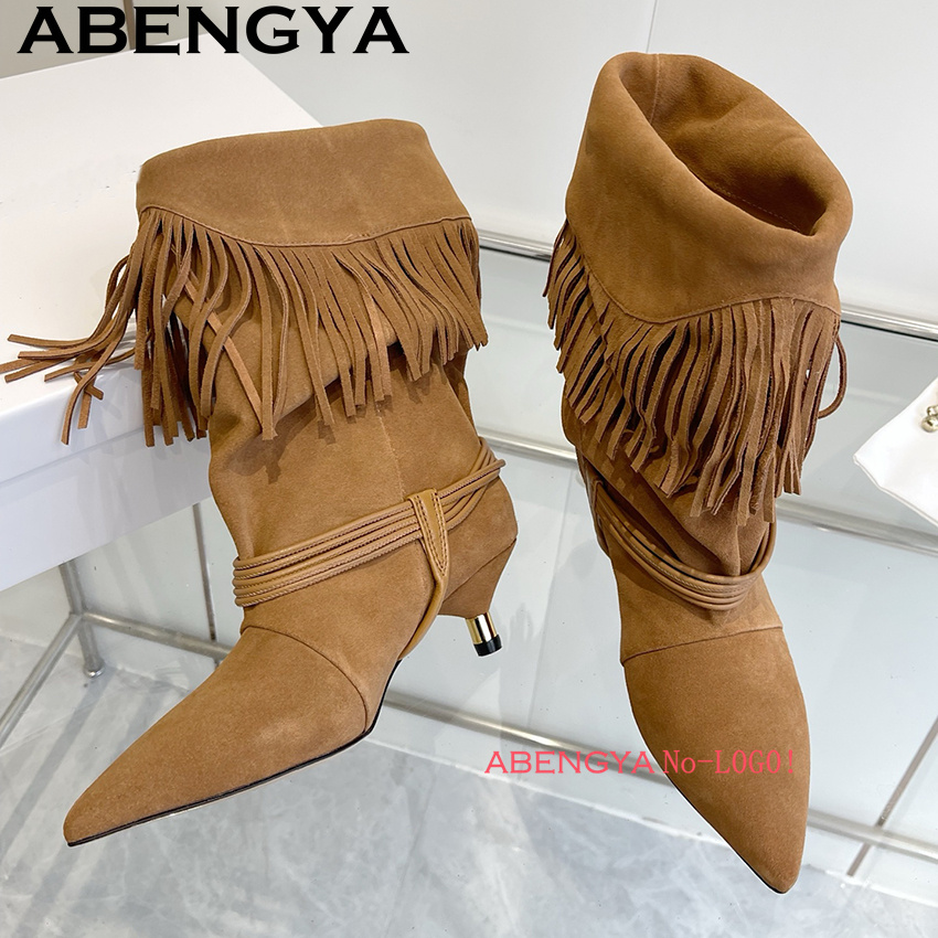 Suede Leather Edge Tassel Desi - Winter Ethnic Fashion For Women review and price