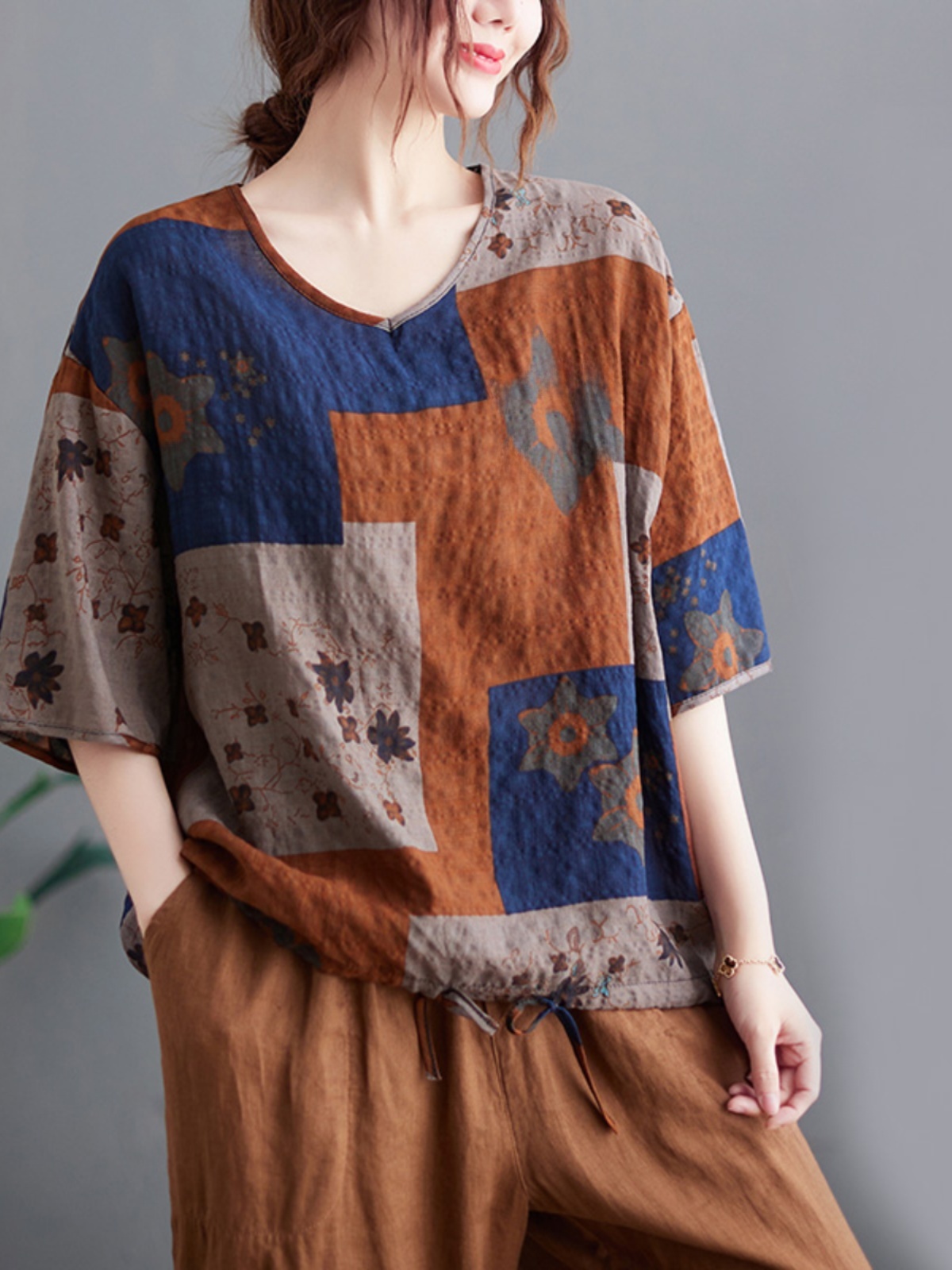 Lightweight Cotton Linen V-nec - Ethnic Fashion Wear review and price
