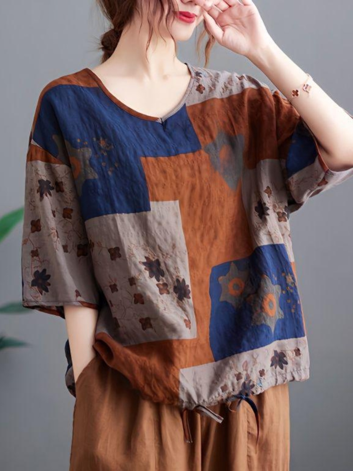 Lightweight Cotton Linen V-nec - Ethnic Fashion Wear review and price