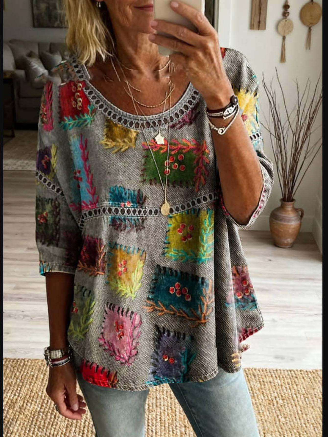 Women Plus Size Blouse 3D Patc - Ethnic Fashion Collection review and price