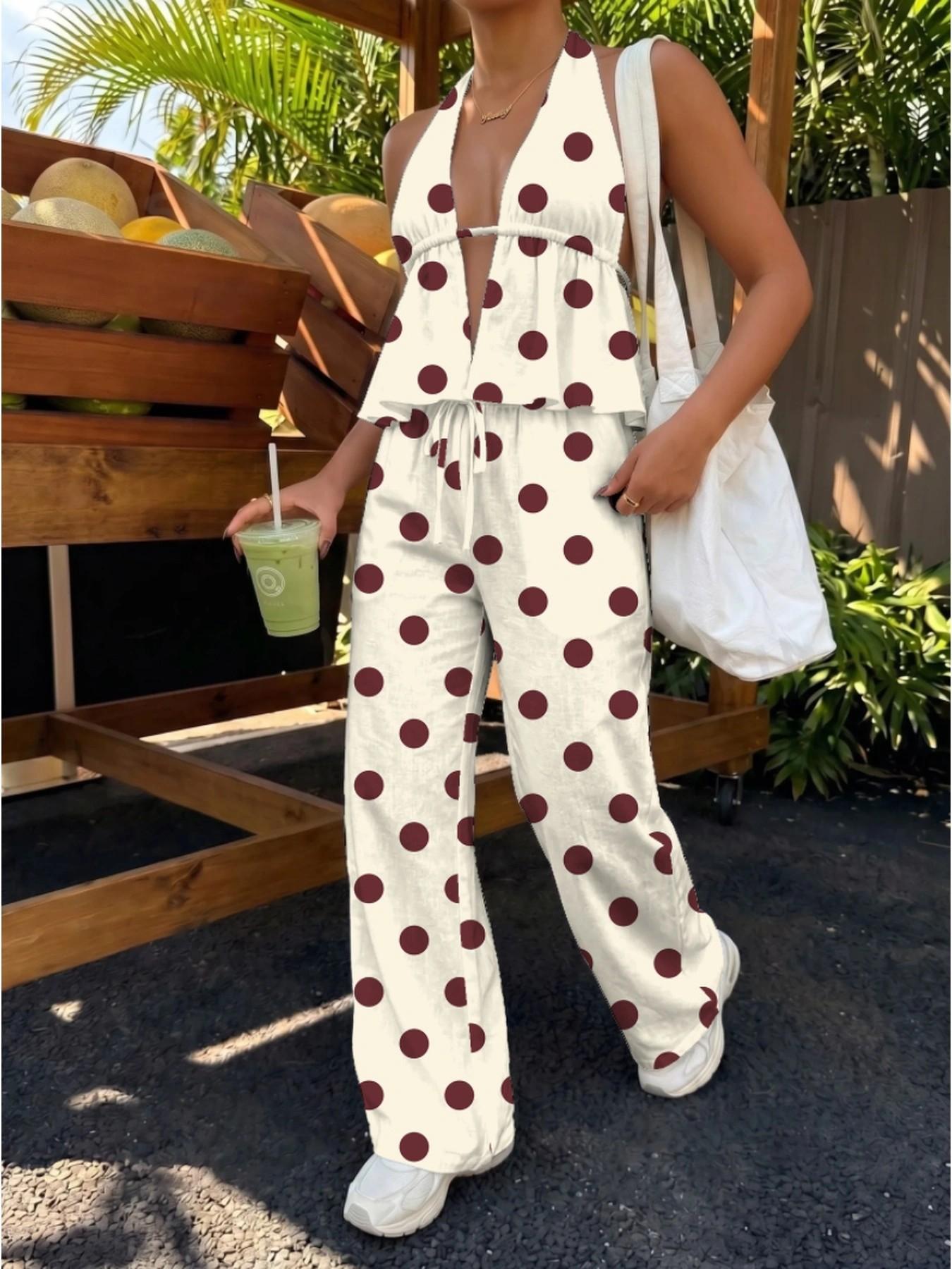 Vintage Large Dot Halter Top w - Ethnic Fashion Collection review and price
