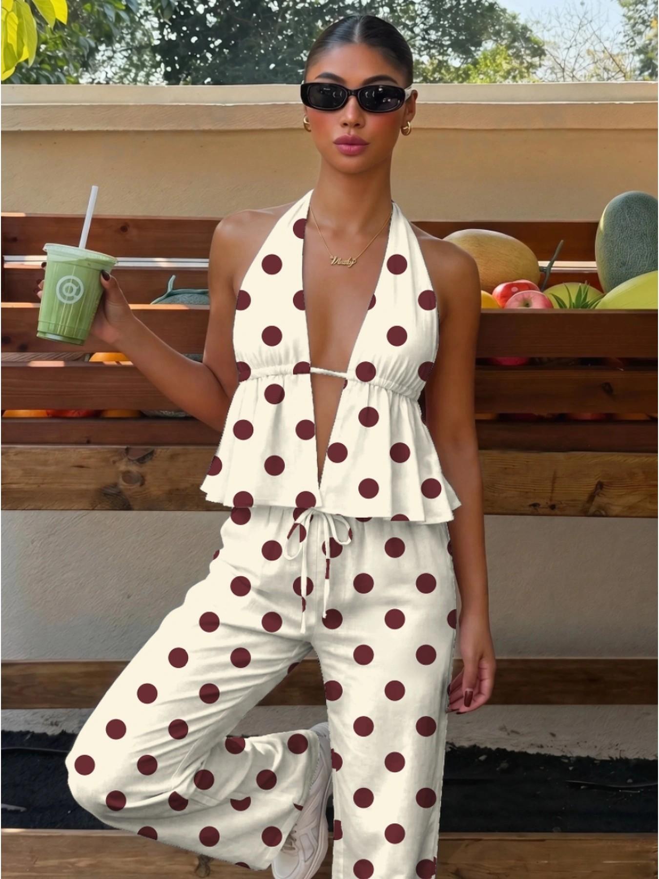 Vintage Large Dot Halter Top w - Ethnic Fashion Collection review and price