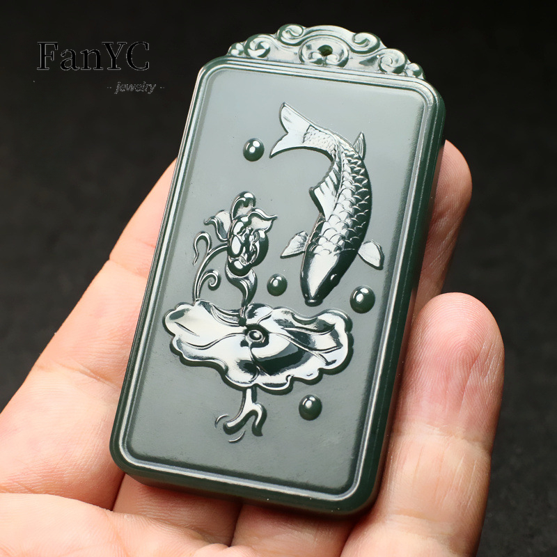 Natural Hetian Jade Qingyu Gua - Ethnic Fashion Women review and price