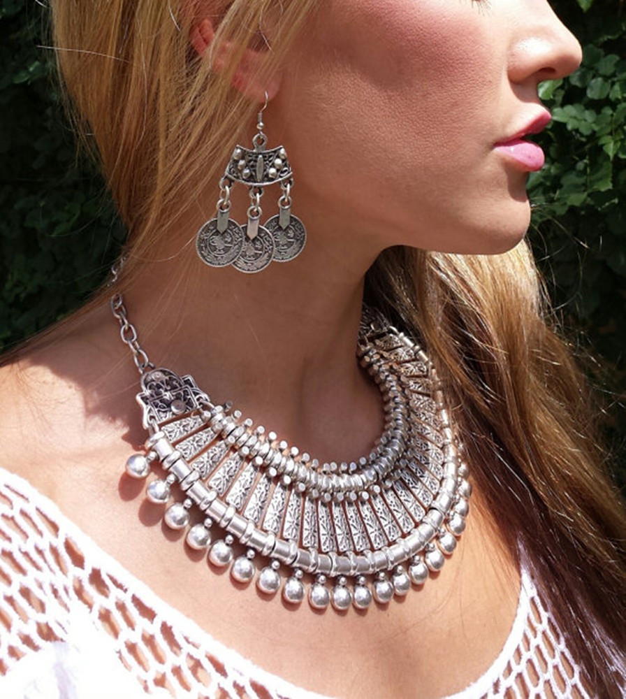Vintage Silvery Beach Coins Ch - Ethnic Fashion Pakistan review and price