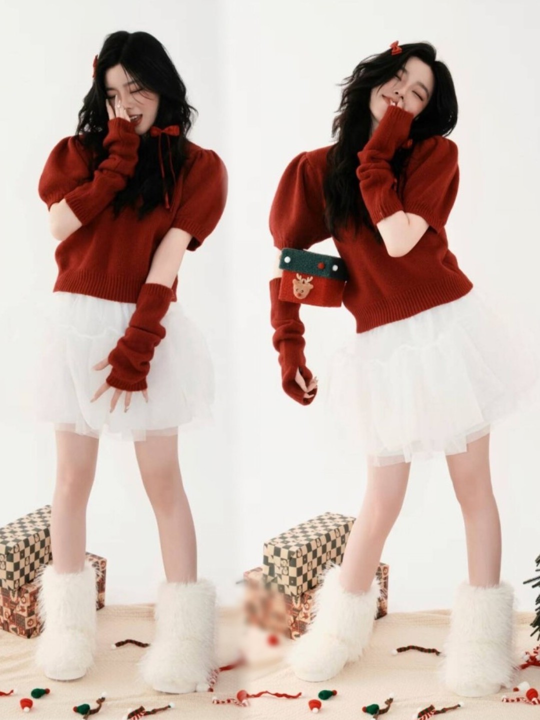 Cute Red Christmas Sweater Pho - Ethnic Fashion Wear review and price