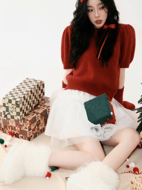 Cute Red Christmas Sweater Pho - Ethnic Fashion Wear review and price